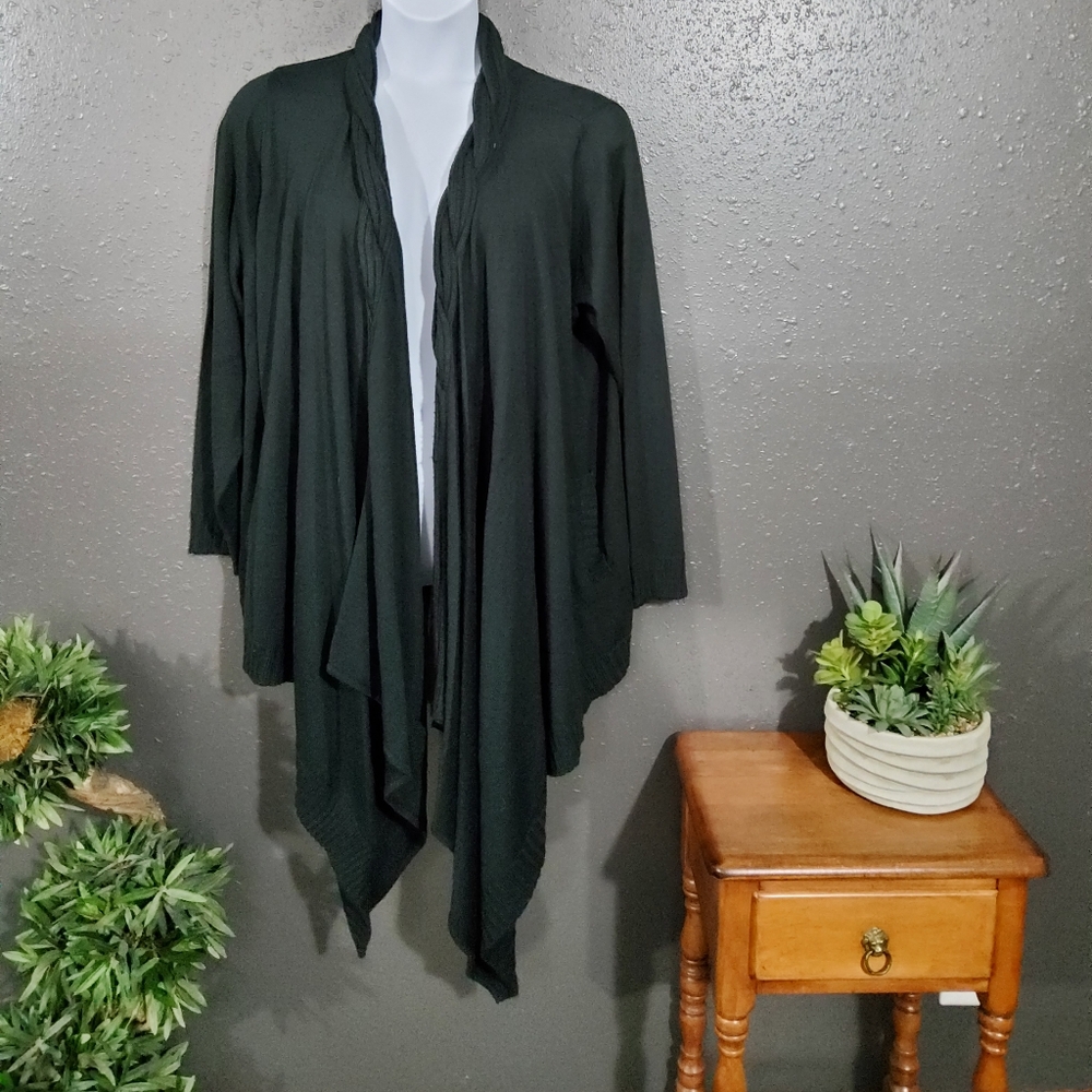 Chic Black Draped Cardigan